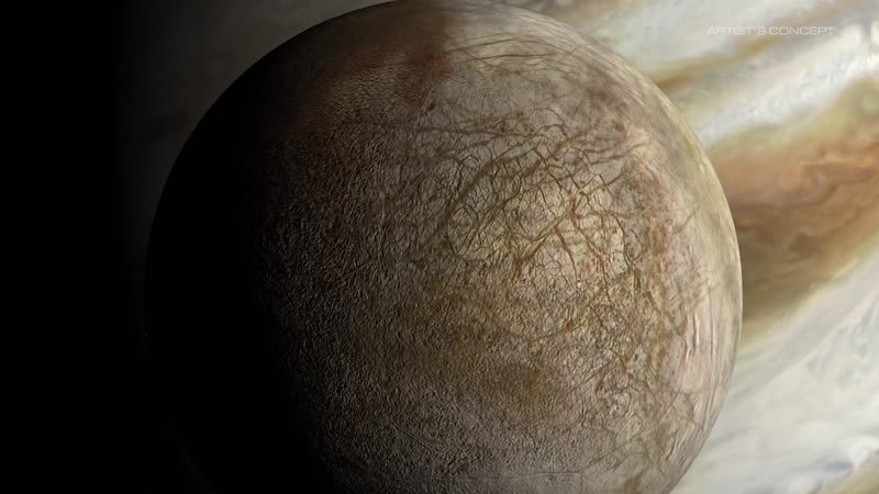 Still from “Why Does NASA Want to Explore Jupiter’s Ocean Moon? (Europa Clipper Science Overview)” on NASA Image and Video Library